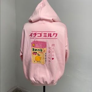 Strawberry Milk hoodie size XL pastel pink kawaii